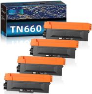 🖨️ 4 pack of tn660 tn630 compatible toner cartridge replacements for brother printers hl-l2300d hl-l2380dw hl-l2320d hl-l2340dw mfc-l2700dw mfc-l2740dw dcp-l2540dw - black logo
