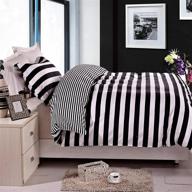 🖤 ntbay twin duvet cover set - reversible black & white stripe print - microfiber comforter cover set for kids logo