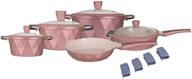 13-piece marble non-stick cookware set in pink for kitchen stovetop logo