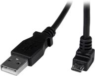 🔌 startech.com 6ft micro usb cable - angled a to micro b - downward angle micro usb cord - 1x usb a (m), 1x usb micro b (m) - black (usbaub2md), 6 feet логотип