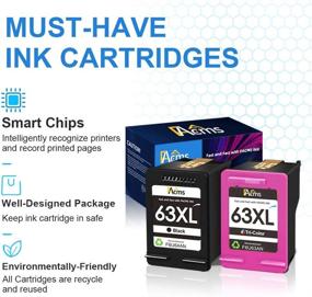 img 2 attached to 🖨️ FAcms Remanufactured Ink Cartridge Replacement for HP 63 63XL 63XL: Envy 4520 4512 4513 4516, OfficeJet 3830 5255 5258, DeskJet 1112 1110 3630 3632 3634 2130 2132 - 1 Black, 1 Tri-Color