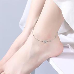 img 1 attached to 🐢 MONGAS Women's Sterling Silver Anklet - Multilayer Adjustable Turtle, Evil Eye Hamsa, and Star Foot Beach Jewelry - Layered Women's Anklets for Better SEO