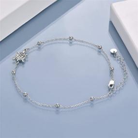 img 3 attached to 🐢 MONGAS Women's Sterling Silver Anklet - Multilayer Adjustable Turtle, Evil Eye Hamsa, and Star Foot Beach Jewelry - Layered Women's Anklets for Better SEO