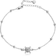 🐢 mongas women's sterling silver anklet - multilayer adjustable turtle, evil eye hamsa, and star foot beach jewelry - layered women's anklets for better seo logo