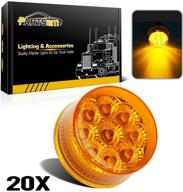 🚛 partsam 20-pack 2" inch round trailer led side marker and clearance lights amber 9 diodes with reflectors for semi trailer trucks, 2 round led marker lights, 2" round led lights for trucks logo