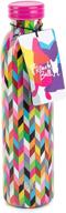 french bull ziggy double-wall insulated stainless steel water bottle - retro aesthetic, 20oz capacity, condensation free, hot & cold drinks, bpa free, slim metal bottle with screw top lid logo