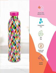 img 2 attached to French Bull Ziggy Double-Wall Insulated Stainless Steel Water Bottle - Retro Aesthetic, 20oz Capacity, Condensation Free, Hot & Cold Drinks, BPA Free, Slim Metal Bottle with Screw Top Lid