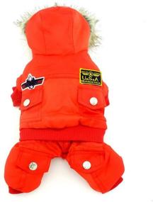 img 1 attached to 🐾 SELMAI Small Dog Apparel Airman Fleece Winter Coat Snowsuit Hooded Jumpsuit - Waterproof (Please Measure Your Furbaby & Select One Size Up)