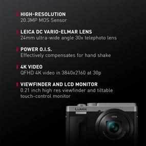 img 3 attached to Panasonic LUMIX ZS80 Digital Camera, 20.3MP, 30x Travel Zoom Lens (24-720mm), 4K Video, 📷 Optical Image Stabilizer, 3.0-inch Display – Point & Shoot Camera with Lecia Lens, Silver (DC-ZS80S), Black