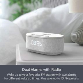 img 1 attached to White LED Display Bedside Alarm Clock with Bluetooth Speaker, USB Charger, QI Wireless Charging, and Dual Alarms