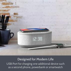 img 2 attached to White LED Display Bedside Alarm Clock with Bluetooth Speaker, USB Charger, QI Wireless Charging, and Dual Alarms