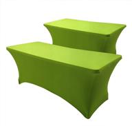 hipinger 2 pack stretch spandex table cover for 6 ft rectangle tables, 72 inch length x 30 inch width x 30 inch height, fitted tablecloth for standard folding tables in green color, 6 ft. logo