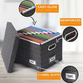 img 2 attached to 📂 Trizo File Storage Organizer Box - Decorative Portable Filing System for Documents in Home & Office (Set of 2)