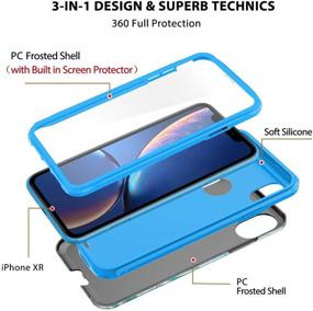 img 3 attached to 📱 Hekodonk iPhone XR Case: Screen Protector, Heavy Duty, Shockproof, Anti-Scratch, 6.1 Inch 2018-Marble Blue