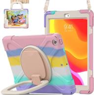 📱 sturdy shockproof kids ipad 10.2 case 2020/2019 - colorful pink with screen protector, rotating stand, pencil holder, carrying strap logo