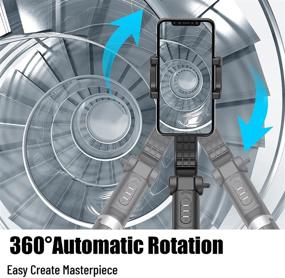 img 2 attached to Серебристый смартфонный стабилизатор с подвижной Bluetooth селфи-палкой, штативом и пультом управления – 360° автоматическое вращение, многофункциональность по одной оси, авто баланс для iPhone/Android.