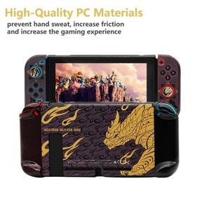 img 1 attached to 🎮 4-in-1 AIORVP Switch Case with Monster Hunter Rise, Carry Bag, Protective Cover, Card Holder, Joystick Cap for Nintendo Switch