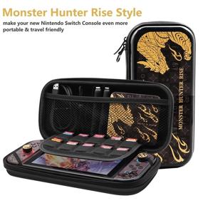 img 3 attached to 🎮 4-in-1 AIORVP Switch Case with Monster Hunter Rise, Carry Bag, Protective Cover, Card Holder, Joystick Cap for Nintendo Switch