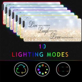 img 2 attached to Улучшите свой игровой опыт с большим RGB игровым ковриком для мыши - издание "Живите, любите, смейтесь": расширенный светящийся LED-коврик для мыши с 10 режимами подсветки, антискользящим резиновым основанием - 31,5 x 11,8 дюймов.