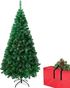 img 4 attached to 4Ft Christmas Artificial Tree Decorations with Storage Bag and Easy Assembly - Premium Spruce with 240 Branch Tips for Holiday Home and Office Decor - Includes Metal Stand