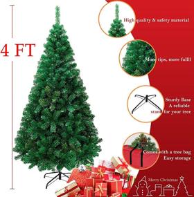 img 1 attached to 4Ft Christmas Artificial Tree Decorations with Storage Bag and Easy Assembly - Premium Spruce with 240 Branch Tips for Holiday Home and Office Decor - Includes Metal Stand