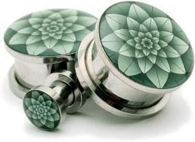 img 1 attached to 🔋 Pair of Screw-on Green Lotus Picture Plugs - Optimal SEO