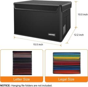 img 2 attached to 🗂️ Black Collapsible Fireproof NOEMON File Box with Lid - Portable Waterproof Document Storage Filing Box for Hanging Letter/Legal Folder - Safe Box for Home Office with Handle