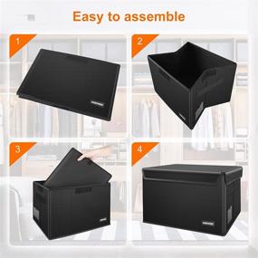 img 1 attached to 🗂️ Black Collapsible Fireproof NOEMON File Box with Lid - Portable Waterproof Document Storage Filing Box for Hanging Letter/Legal Folder - Safe Box for Home Office with Handle