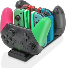 img 4 attached to 🎮 Black 6-in-1 Charging Station for Nintendo Switch Joy-Con Controllers and Pro Controllers: Controller Charger Dock