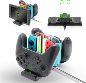 img 3 attached to 🎮 Black 6-in-1 Charging Station for Nintendo Switch Joy-Con Controllers and Pro Controllers: Controller Charger Dock