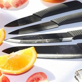 img 2 attached to 🔪 5-Piece Kitchen Ceramic Knife Set - Black with Sheath, Ultra Sharp, Rust Proof Cutlery Knives - Chef Knife (6"), Utility Knife (5"), Fruit Knife (4"), Paring Knife (3"), Peeler Included