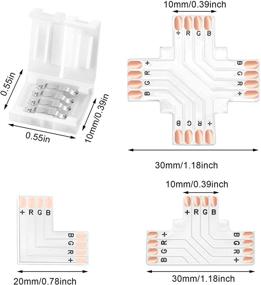 img 3 attached to ✨ Enhance Your LED Strip Light Setup with 40-Piece Solderless LED Strip Lights Connectors: T-Shape, L-Shape, and X-Shape Options for 5050 RGB Strip Light Extension