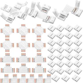 img 4 attached to ✨ Enhance Your LED Strip Light Setup with 40-Piece Solderless LED Strip Lights Connectors: T-Shape, L-Shape, and X-Shape Options for 5050 RGB Strip Light Extension