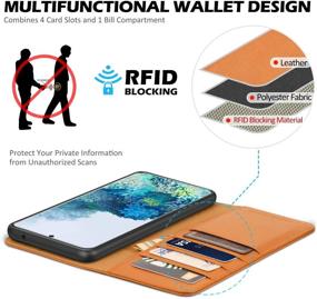 img 2 attached to 📱 SHIELDON Genuine Leather Galaxy S20 FE 5G Wallet Case - RFID Blocking, Kickstand, Shockproof Protection - Brown