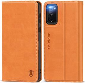 img 4 attached to 📱 SHIELDON Genuine Leather Galaxy S20 FE 5G Wallet Case - RFID Blocking, Kickstand, Shockproof Protection - Brown