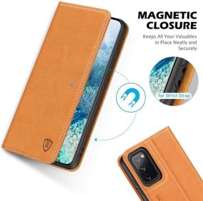 img 1 attached to 📱 SHIELDON Genuine Leather Galaxy S20 FE 5G Wallet Case - RFID Blocking, Kickstand, Shockproof Protection - Brown