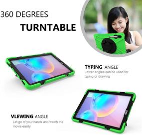 img 1 attached to ZenRich Galaxy Tab S6 Case 2019 - Pencil Holder, Stand, 📱 Hand Strap - Shockproof Green Case for Samsung Tab S6 SM-T860/T865/T867 Tablet