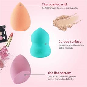 img 2 attached to 🎨 Professional Makeup Sponge Set - 18 Pcs Beauty Blending Sponges with 2 Egg Sponge Blending Holders | Ideal for Flawless Application of Liquid, Creams, and Powders | Random Color Sponge Stand