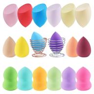 🎨 professional makeup sponge set - 18 pcs beauty blending sponges with 2 egg sponge blending holders | ideal for flawless application of liquid, creams, and powders | random color sponge stand logo