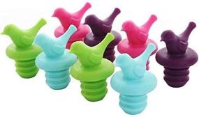 img 1 attached to 🍾 ScivoKaval Little Bird Silicone Wine Bottle Stopper Set of 8 - Assorted Colors: Green, Blue, Pink, and Purple