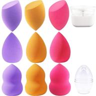 🌈 apchywell makeup sponge set - latex free beauty blender, large size blending sponge with holder - multi color logo