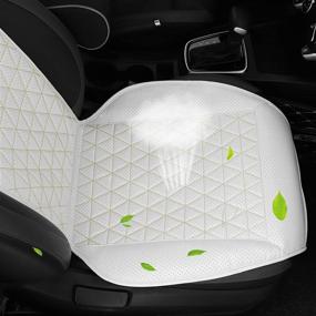 img 2 attached to 🚘 Londxin Luxury PU Leather Front Car Seat Covers: Universal Anti-Slip Driver Sleek Design - White, 1Pack