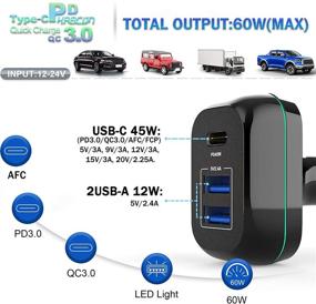 img 1 attached to ⚡️ Быстрая зарядка для автомобиля USB C Pd: 60 Вт 3-портовая быстрая зарядка для MacBook, iPad Pro, iPhone, Dell XPS13 и других устройств