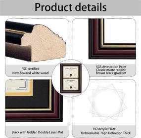 img 2 attached to 🖼️ ELSKER&amp;HOME Double Document/Photo Wood Frame: Perfect for Certificates & Diplomas (8.5x11 Inch with Mat or 14x20 Inch Without Mat) - Double Mat, Black Mat with Golden Rim