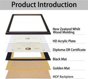 img 1 attached to 🖼️ ELSKER&amp;HOME Double Document/Photo Wood Frame: Perfect for Certificates & Diplomas (8.5x11 Inch with Mat or 14x20 Inch Without Mat) - Double Mat, Black Mat with Golden Rim