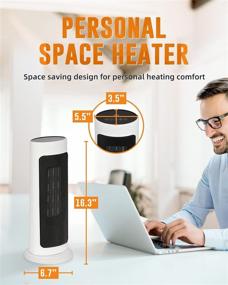 img 3 attached to 1500W Space Heater for Indoor Use - PTC Electric Heater with Thermostat, 60° Oscillating Personal Tower Heater. Remote Control, Overheating & Tip-Over Protection, 12H Timer. Ideal for Large Rooms, Bedrooms, and Offices.