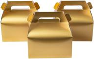 🎁 pack of 50 metallic gold candy treat boxes - gable style - ideal for wedding and birthday party favors - small goodie gift box - size 6.2 x 3.5 x 3.5 inch logo