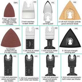 img 2 attached to 🛠️ 102Pcs Oscillating Saw Blades Kit - Metal Wood Plastic Oscillating Tool Blades, Accessories Multitool Blade with Sandpaper - Compatible with Milwaukee, Makita, Fein, Dewalt, Ryobi, Bosch - by Kyoffiie