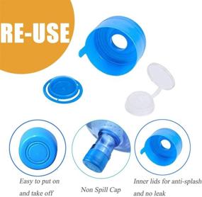 img 1 attached to 🔒 20-Pack Non-Spill Caps Anti-Splash Bottle Caps for 55mm 3 and 5 Gallon Water Jugs - Reusable with Bonus 2-Piece Water Bottle Handle