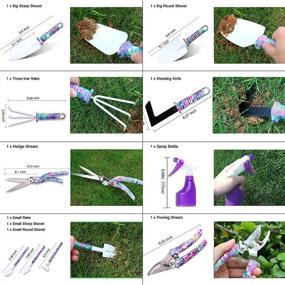 img 2 attached to 🌸 Gardening Tools Set, JUMPHIGH 10-Piece Garden Tools with Purple Floral Print, Ergonomic Handle Trowel Rake Weeder Pruner Shears Sprayer, Garden Hand Tools in Carrying Case - Perfect Gardening Gifts for Women